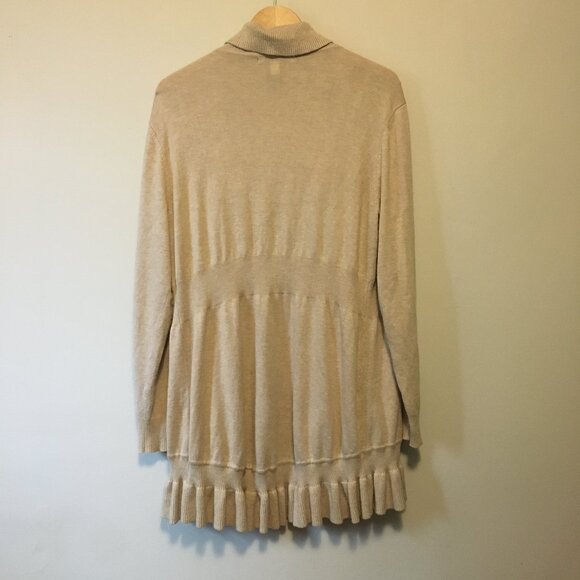 Style & Co. Frilly Ruffle Hem Tan Open Cardigan - Picture 2 of 10